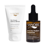 Sun-Kissed Defence SPF 40 sunscreen and All-in-One Radiance Concentrate serum for skincare