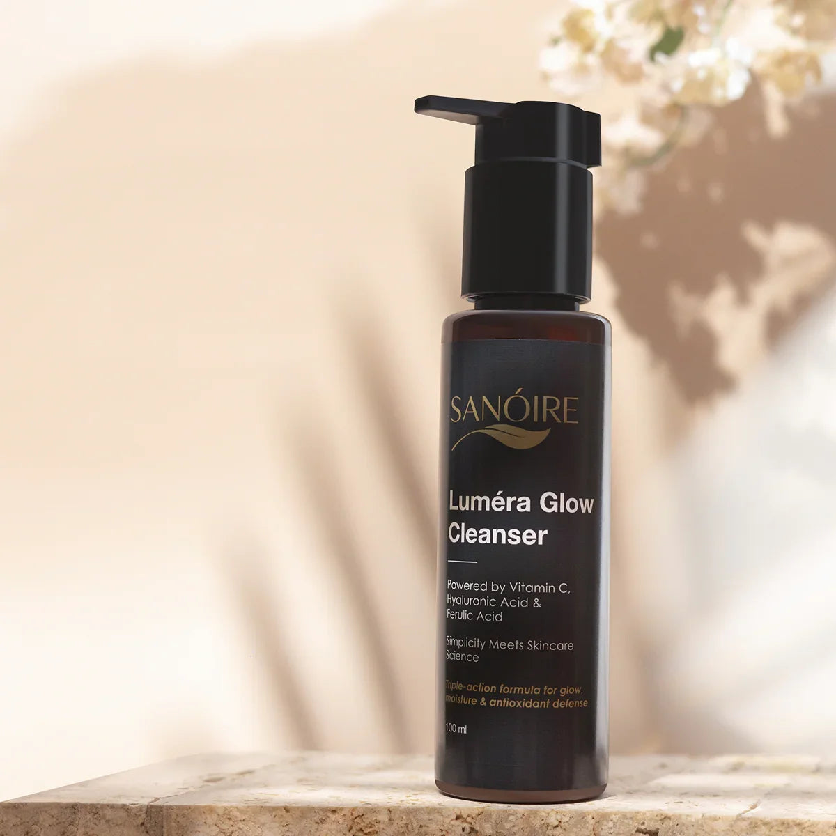 Luméra Glow Cleanser bottle with pump, skincare formula for radiant, healthy skin