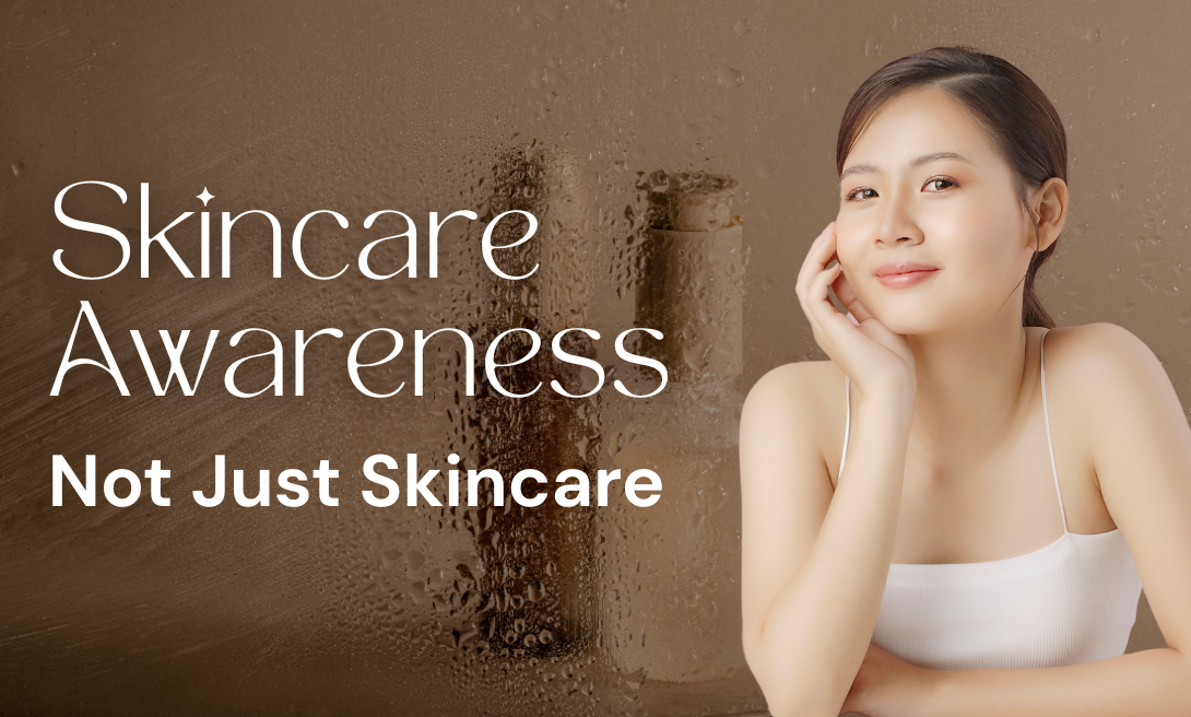 Young woman with clear skin in white top promoting skincare awareness, healthy skin focus